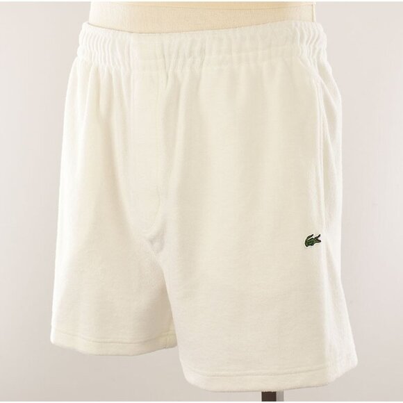 LACOSTE Mens White Drawstring Regular Fit Terry Shorts XL NWT